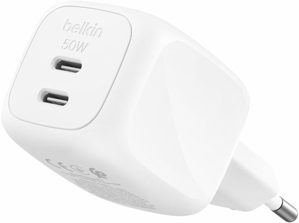 Belkin Ladegerät Dual USB-C 50W PD + PPS ,weiß WCH019kqWH Belkin Ladegerät Dual USB-C 50W PD + PPS ,weiß WCH019kqWH