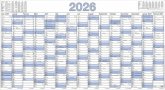 Zettler Plakatkalender 15 Monate 1Stk. gerollt 2026 - Jahresplaner 140 x 77,7 cm aus Karton, 1 Seite mit Dezember Vorjahr bis Februar Folgejahr, Tages- & Arbeitstagezählung, FSC, gerollt
