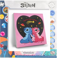 Cover Craft Buddy CAKL-32DNY716M - Crystal Art Famed Canvas Kit, Disney, Stitch & Angel, Leinwandbild 30x30cm, Diamond Painting