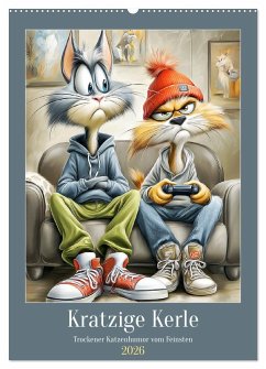 Kratzige Kerle. Trockener Katzenhumor vom Feinsten (Wandkalender 2026 DIN A2 hoch), CALVENDO Monatskalender
