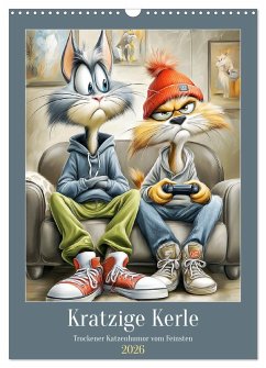 Kratzige Kerle. Trockener Katzenhumor vom Feinsten (Wandkalender 2026 DIN A3 hoch), CALVENDO Monatskalender