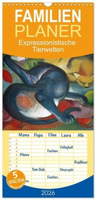 Cover Familienplaner 2026 - Expressionistische Tierwelten mit 5 Spalten (Wandkalender, 21 x 45 cm) CALVENDO