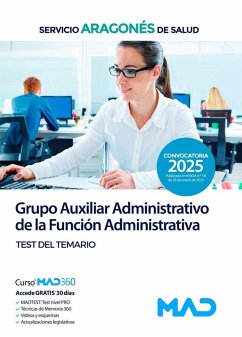 Cover Grupo Auxiliar Administrativo de la Función Administrativa. Test del temario. Servicio Aragonés de Salud (SALUD)