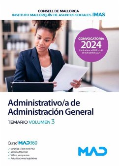 Cover Administrativo/a de Administración General. Temario volumen 3. Consejo Insular de Mallorca (Consell de Mallorca)