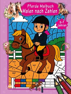 Cover Malen nach Zahlen Pferde Malbuch für Kinder ab 5-7 Jahren
