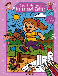 Cover Malen nach Zahlen Sport Malbuch für Mädchen ab 5-7 Jahren mit 50 Ausmalbildern