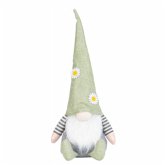 Stoff-Wichtel mit hellgruener Muetze und Blumen h=44