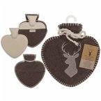 Waermflasche in Herzform, Hirsch,