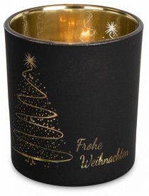 Cover Teelichtglas mit Weihnachtsdesign, Glas, 7x8cm, 1