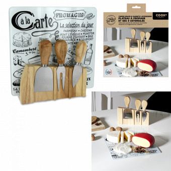 Kaesebrett mit 3 Utensilien Magneten