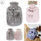 Waermflasche Fell 2l, 2-fach sortiert