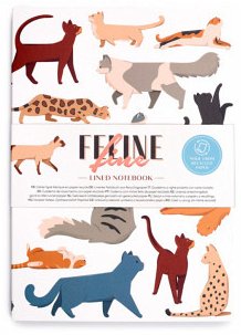 Cover A5-Notizbuch aus gestreiftem Recyclingpapier, Katz