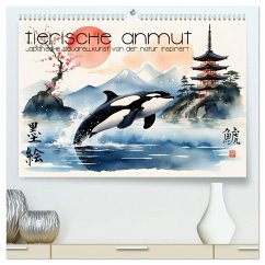 Cover Tierische Anmut - japanische Aquarellkunst von der Natur inspiriert (hochwertiger Premium Wandkalender 2026 DIN A2 quer), Kunstdruck in Hochglanz