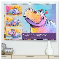 Cover Süße Flusspferde. Hippopotamus Weisheiten zum Schmunzeln (hochwertiger Premium Wandkalender 2026 DIN A2 quer), Kunstdruck in Hochglanz