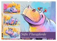 Cover Süße Flusspferde. Hippopotamus Weisheiten zum Schmunzeln (Wandkalender 2026 DIN A2 quer), CALVENDO Monatskalender