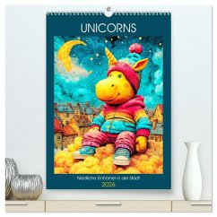Unicorns. Niedliche Einhörner in der Stadt (hochwertiger Premium Wandkalender 2026 DIN A2 hoch), Kunstdruck in Hochglanz