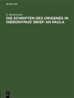 Cover Die Schriften des Origenes in Hieronymus' Brief an Paula (eBook, PDF)