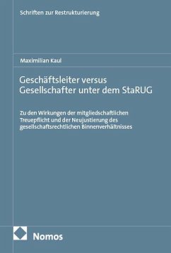 Cover Geschäftsleiter versus Gesellschafter unter dem StaRUG