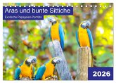 Aras und bunte Sittiche: Exotische Papageien-Porträts (Tischkalender 2026 DIN A5 quer), CALVENDO Monatskalender