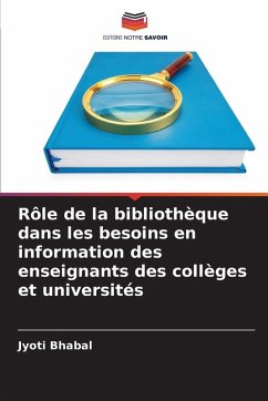 Cover Rôle de la bibliothèque dans les besoins en information des enseignants des collèges et universités