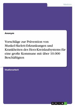 Vorschläge zur Prävention von Muskel-Skelett-Erkrankungen und Krankheiten des Herz-Kreislaufsystems für eine große Kommune mit über 10.000 Beschäftigten Vorschläge zur Prävention von Muskel-Skelett-Erkrankungen und Krankheiten des Herz-Kreislaufsystems für eine große Kommune mit über 10.000 Beschäftigten