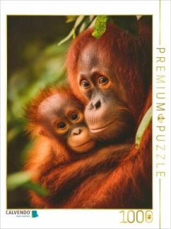 Cover CALVENDO Puzzle Orang-Utan mit Jungtier   1000 Teile Lege-Größe 64x48cm Foto-Puzzle für glückliche Stunden
