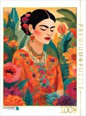 CALVENDO Puzzle Tropische Ruhe. Frauenporträt in Farben des Lebens. Frida Kahlo inspiriert.   1000 Teile Lege-Größe 64x4