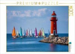 Cover CALVENDO Puzzle Segel wie bunte Schmetterlinge und der Leuchtturm wacht über den Tanz der Boote   1000 Teile Lege-Größe