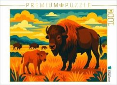 CALVENDO Puzzle Bison in der Prärie: Stolz des amerikanischen Westens.   1000 Teile Lege-Größe 64x48cm Foto-Puzzle für g