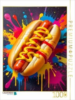 CALVENDO Puzzle Hot Dog im Farbsturm   1000 Teile Lege-Größe 64x48cm Foto-Puzzle für glückliche Stunden