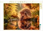CALVENDO Puzzle Ein Schluck Sommer, der Igel stillt seinen Durst   1000 Teile Lege-Größe 64x48cm Foto-Puzzle für glückli