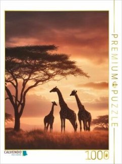 Cover CALVENDO Puzzle Giraffen unter dem Abendhimmel   1000 Teile Lege-Größe 64x48cm Foto-Puzzle für glückliche Stunden