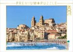 CALVENDO Puzzle Cefalù mit der normannischen Kathedrale in Sizilien   1000 Teile Lege-Größe 64x48cm Foto-Puzzle für glüc