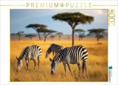 Cover CALVENDO Puzzle Zebras grasen in wunderschöner afrikanischer Natur   2000 Teile Lege-Größe 90x67cm Foto-Puzzle für glück