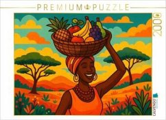 Cover CALVENDO Puzzle Frau mit Früchtekorb - Sonne, Stolz und Lebensfreude - Ein Motiv aus dem Kalender AFRIKA VIBES   2000 Te