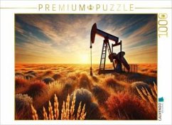Cover CALVENDO Puzzle Pumpjack im Abendgold - Das Herz der Prärie. Wo Feuer, Stahl und Sonne um die Wette glühen.   1000 Teile