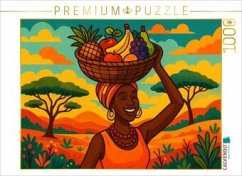 Cover CALVENDO Puzzle Frau mit Früchtekorb - Sonne, Stolz und Lebensfreude - Ein Motiv aus dem Kalender AFRIKA VIBES   1000 Te