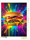 CALVENDO Puzzle Cheeseburger im Farbflash   1000 Teile Lege-Größe 64x48cm Foto-Puzzle für glückliche Stunden