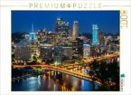 CALVENDO Puzzle Traumhafte Skyline von Pittsburgh am Abend   1000 Teile Lege-Größe 64x48cm Foto-Puzzle für glückliche St