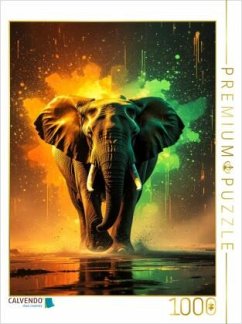 CALVENDO Puzzle Elefant in bunten Farben   1000 Teile Lege-Größe 64x48cm Foto-Puzzle für glückliche Stunden