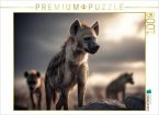 CALVENDO Puzzle Das Hyänenleben in bergiger Region   1000 Teile Lege-Größe 64x48cm Foto-Puzzle für glückliche Stunden