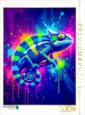 CALVENDO Puzzle Farbexplosion des Chamäleons   1000 Teile Lege-Größe 64x48cm Foto-Puzzle für glückliche Stunden