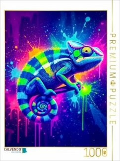 Cover CALVENDO Puzzle Farbexplosion des Chamäleons   1000 Teile Lege-Größe 64x48cm Foto-Puzzle für glückliche Stunden