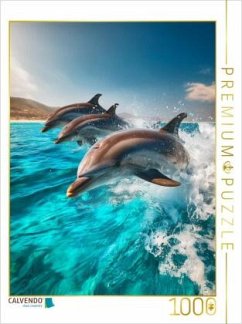 Cover CALVENDO Puzzle Delfine im türkisblauen Meer   1000 Teile Lege-Größe 64x48cm Foto-Puzzle für glückliche Stunden