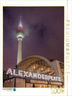 CALVENDO Puzzle Alexanderplatz bei Nacht - Turm & Schriftzug   1000 Teile Lege-Größe 64x48cm Foto-Puzzle für glückliche