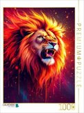 CALVENDO Puzzle Feuriger Löwe in Farbenpracht   1000 Teile Lege-Größe 64x48cm Foto-Puzzle für glückliche Stunden