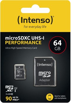 Cover Intenso microSDXC 64GB C10 UHS-I U1 Performance Adapte