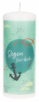 Cover Kleine Stumpenkerze aus Wachs mit Spruch 