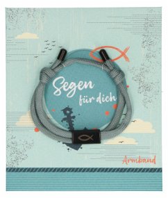 Cover Türkises Textil-Armband mit schwarzem Ichthys-Anhänger: Segen für dich