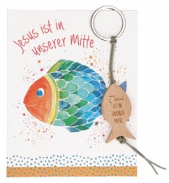 Cover Fisch-Schlüsselanhänger aus Buchenholz mit Lederband mit Gravur 